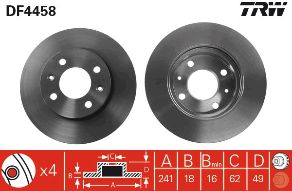 Brake Disc - DF4458 TRW