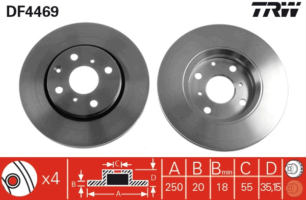 Brake Disc - DF4469 TRW