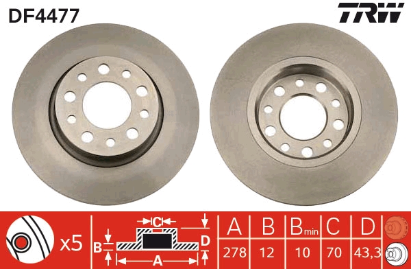 Brake Disc - DF4477 TRW