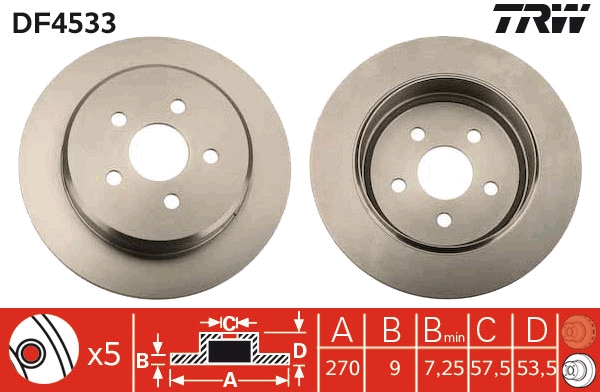 Brake Disc - DF4533 TRW