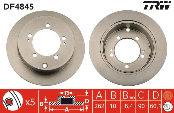 Brake Disc - DF4845 TRW