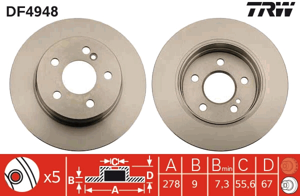Brake Disc - DF4948 TRW