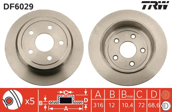 Bremsscheibe - DF6029 TRW
