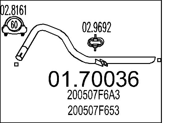 Tubo gas scarico - 01.70036 MTS