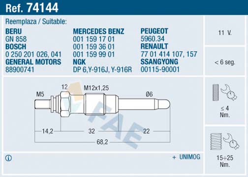 Glow Plug - 74144 FAE