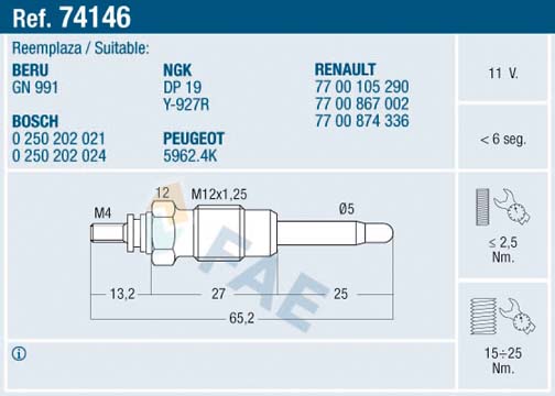 Glow Plug - 74146 FAE