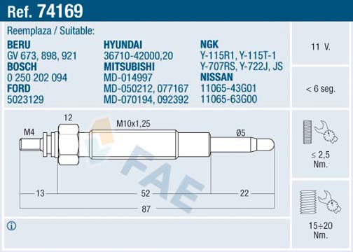 Glow Plug - 74169 FAE