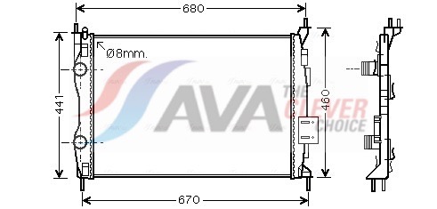 Radiatore, Raffreddamento motore - DN2413 AVA QUALITY COOLING