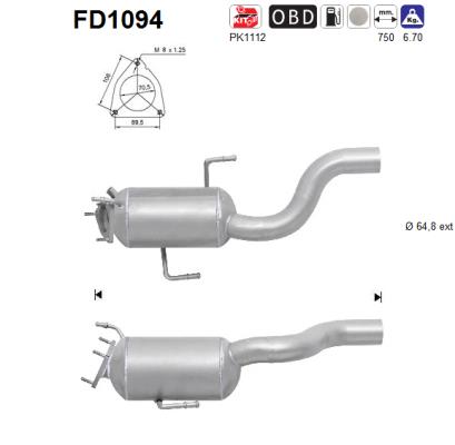 Soot/Particulate Filter, exhaust system - FD1094 AS
