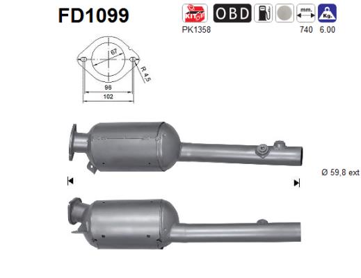 Filtro antiparticolato / particellare, Impianto gas scarico - FD1099 AS