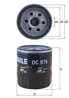 Filtro olio - OC 976 MAHLE