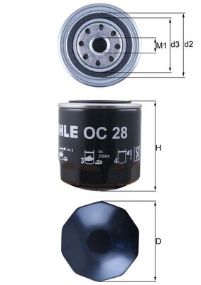 alyvos filtras - OC 28 MAHLE