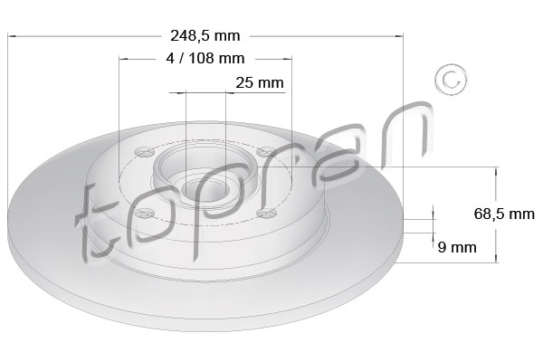 Brake Disc - 721 185 TOPRAN