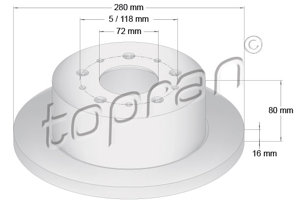 stabdžių diskas - 722 596 TOPRAN