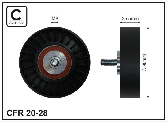 Deflection/Guide Pulley, V-ribbed belt - 20-28 CAFFARO