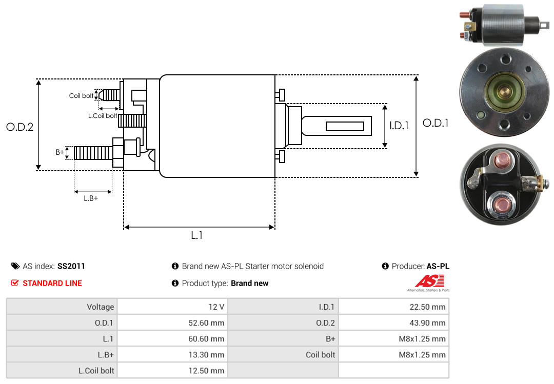Solenoid Switch, starter - SS2011 AS-PL