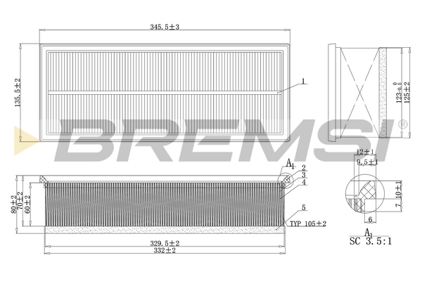 Air Filter - FA1237 BREMSI