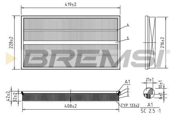 Air Filter - FA1245 BREMSI