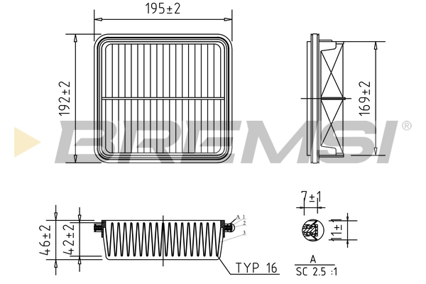 Air Filter - FA1276 BREMSI