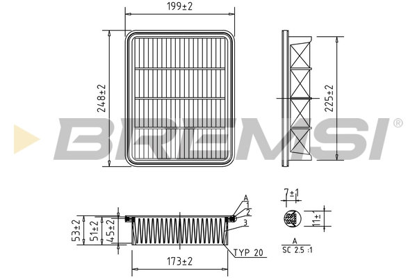 Filtro aria - FA1604 BREMSI