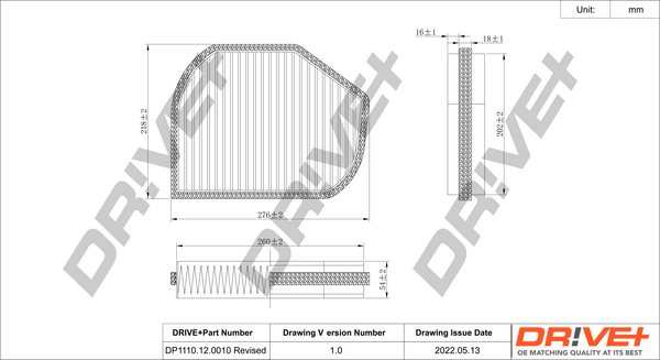 Filter, interior air - DP1110.12.0010 Dr!ve+
